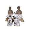 Image 1 : Asian Porcelain Figurines & Bust Pair - Seated Figures and Pink Robed Ladies
