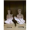 Image 2 : Asian Porcelain Figurines & Bust Pair - Seated Figures and Pink Robed Ladies