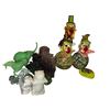 Image 1 : Mixed Art Glass Figurines & Miniatures - Clown Bottles, Train, Animals, Paperweights