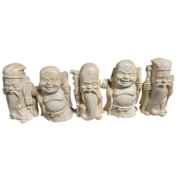 Set of 5 Asian-Style Resin Immortal Figurines