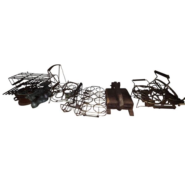 Vintage Brass-Tone Wire Kitchen & Bottle Racks w/ Antique Balance Scale