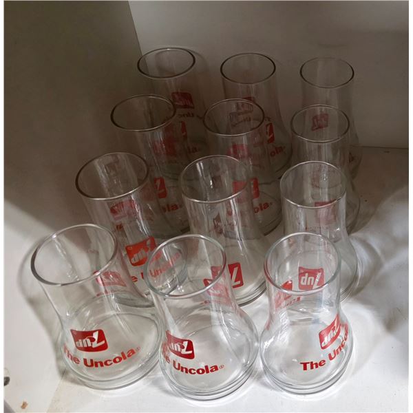 Vintage 7UP “The Uncola” Advertising Drinking Glasses - Lot of 12