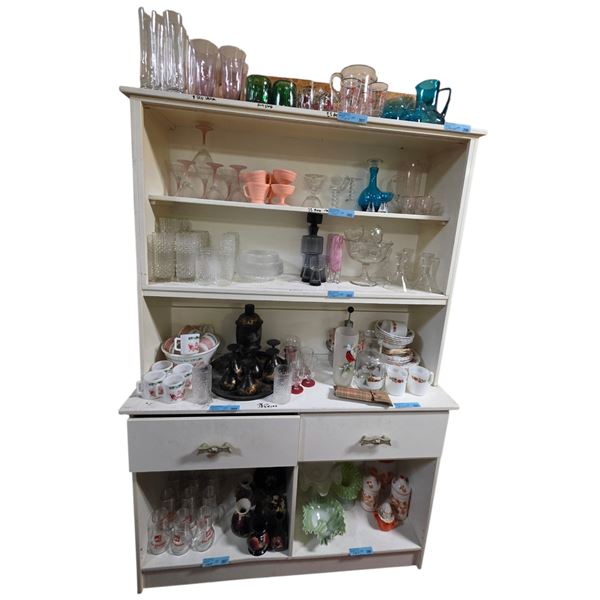 White Painted Wooden Display Hutch / Shelf Unit with Drawers & Lower Storage - Bidder Responsible fo