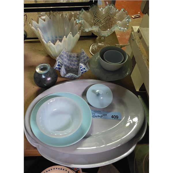 Blue dish and glassware