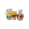 Image 2 : Vintage Printed Glass Drinkware & Pitcher Lot Including Cardinal Motif Tumblers, Floral Juice Glasse