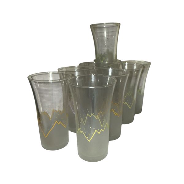 Set of Frosted Mid-Century Style Drinking Glasses