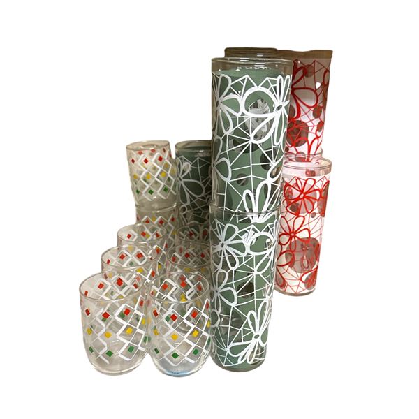 Large Group of Various Designed Juices Glasses