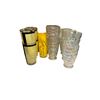 Image 1 : Assorted Vintage Drinking Glasses Including Iridescent Honeycomb Tumblers, Yellow Figural Highball,