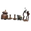 Image 3 : Vintage Copper & Brass Decor Including Lidded Urn, Candlesticks, Figural Sculptures & Wall Mask