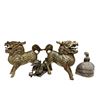 Image 3 : Pair of Brass Foo Dogs with Assorted Vintage Bells & Small Metalware Items