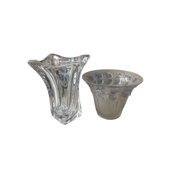 Group of 2 Clear Art Glass Vase