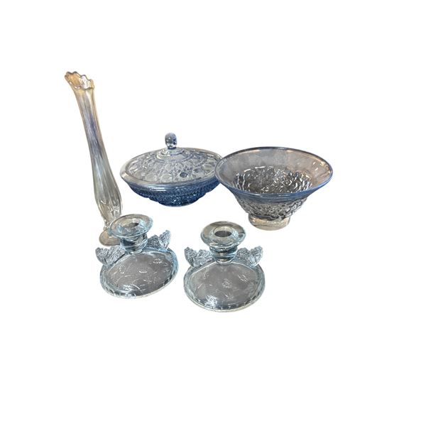 Clear & Blue Glass Serveware Assortment