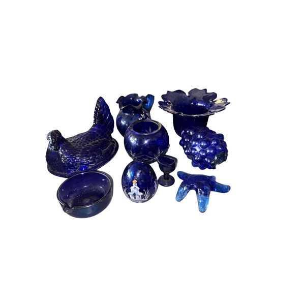 Cobalt Blue Art Glass Decorative Group