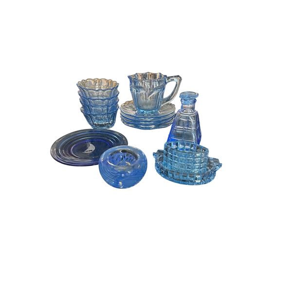 Blue Glass Serveware & Tableware Assortment
