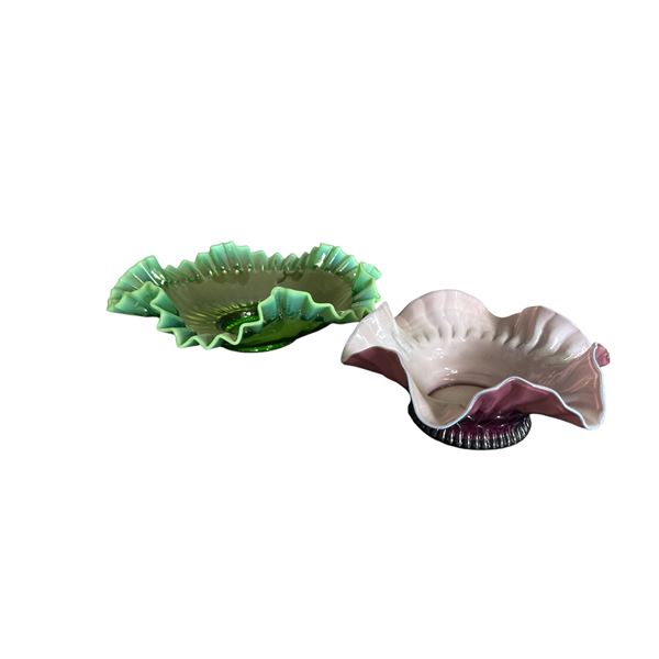 Multi-Color Ruffled Art Glass Bowl
