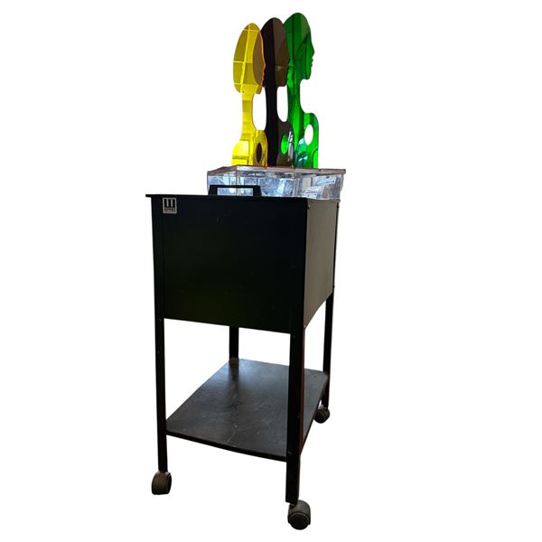 Group of Small Rolling Cart w/Multi Colour Hair Piece