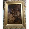 Image 1 : Antique Style Framed Genre Print of Children & Dog Scene