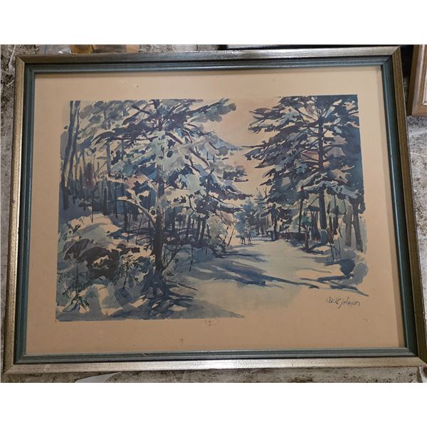 Cecil Johnson Framed Winter Forest Landscape Print