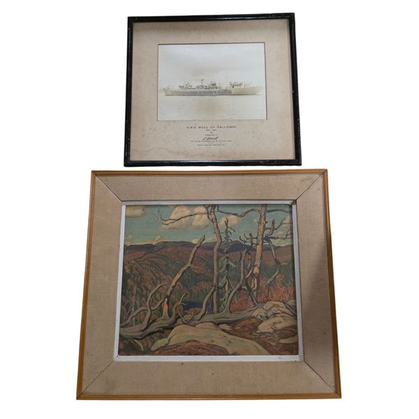 Pair of Framed Prints - H.M.S. Mull of Galloway & Mountain Landscape