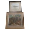 Image 1 : Pair of Framed Prints - H.M.S. Mull of Galloway & Mountain Landscape