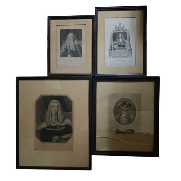 Group of Four Framed Antique-Style Portrait Prints