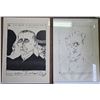 Image 1 : Pair of Framed Modernist Ink Portrait Prints