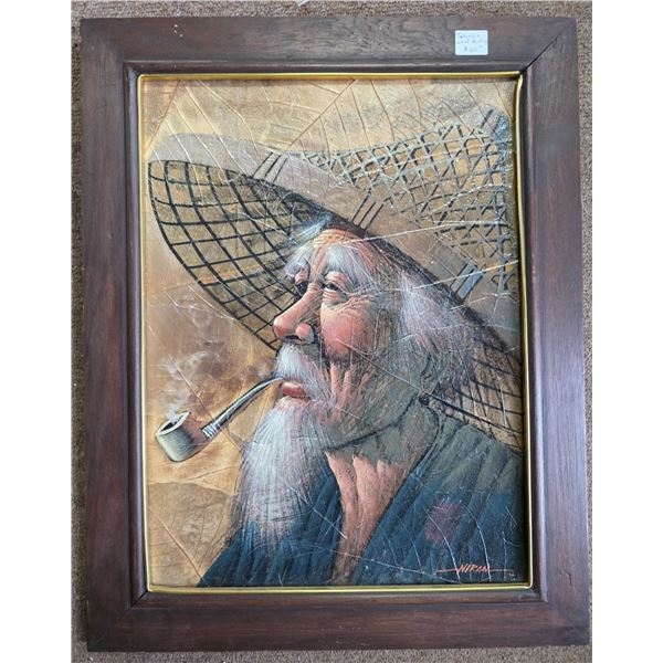 Framed Contemporary Figurative Artwork (Smoking Figure)