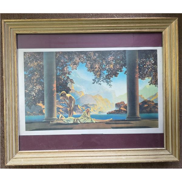 Framed Romantic Scene Print with Classical Columns