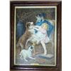 Image 1 : Framed Victorian Genre Print of Child with Dogs