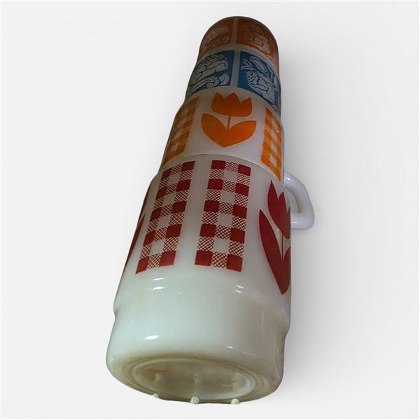 4 Pcs Mid-Century Milk Glass Mugs: 2 Termocrisa Tulip & 2 Anchor Hocking