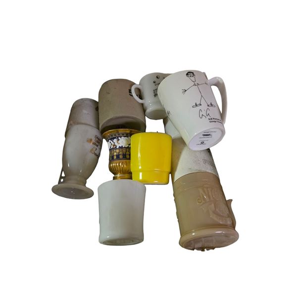 12 Assorted Coffee Mugs, Cups, and Milk Glass Mugs