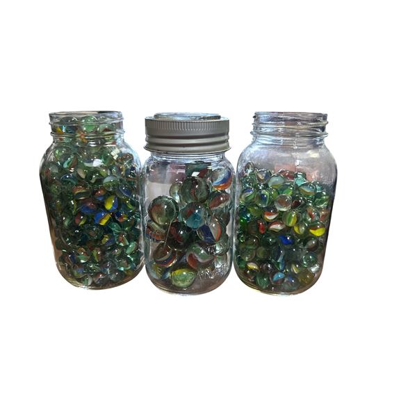 3 Jars of Glass Marbles