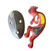 Image 1 : Vintage Kokopelli Porcelain Wall Art & Hand Carved Tribal Mask