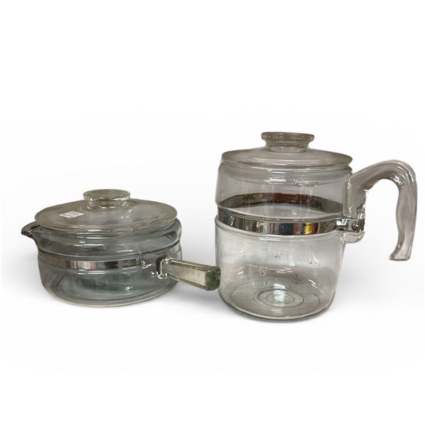 Vintage Pyrex Flameware Double Boiler & Percolator