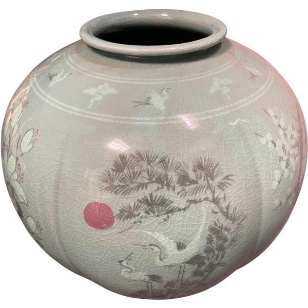 Vancouver - Large Korean Celadon Ceramic Jar, H12"