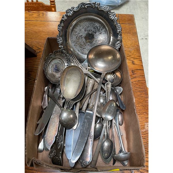 Vancouver -  Box full of assorted Silver Plated Cutlery & Serving (some with stamps)