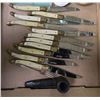 Image 1 : Vancouver - Tray full of 11-pcs Jean Dubost Stainless Steel "Laguiole" Knives & Set of 6 EPNS Pastry