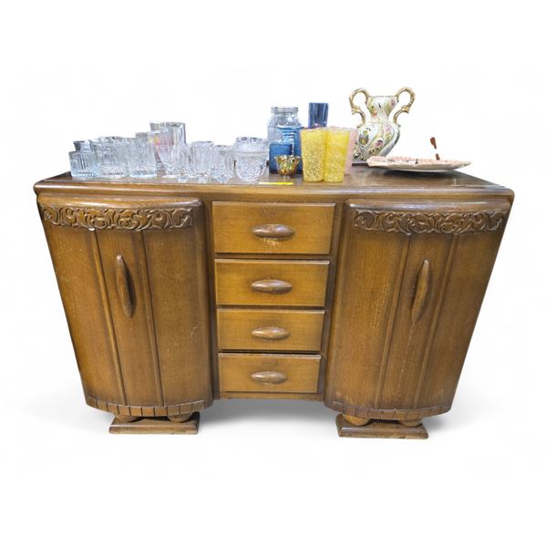 Vancouver - Vintage 1940's Art Deco Sideboard with Curved Front Panels, approx. 52" x 20" x 38"
