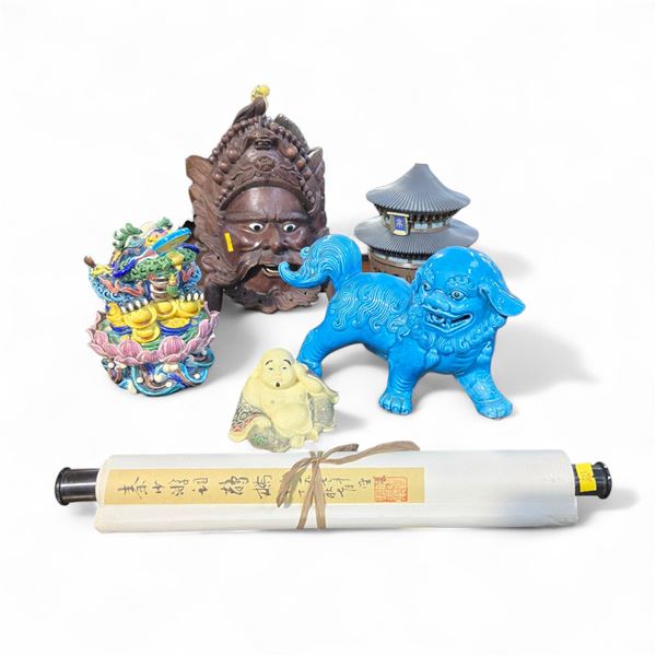 Vancouver - Vintage Chinese Assorted Decoration Items, includes Feng Shui Money Frog Figurine, Woode