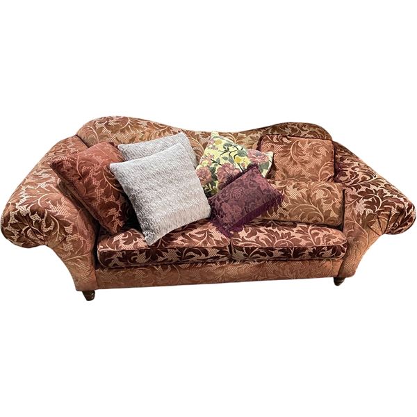 Vancouver - Vintage Red 2-Seat Velvet Damask-Style Sofa