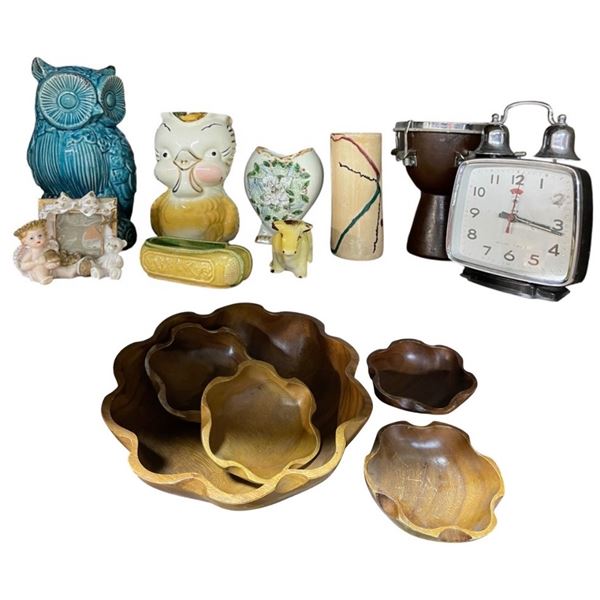 Vancouver - Group of assorted Vintage Decorative items includes Polaris Mechanical Alarm Clock, Figu