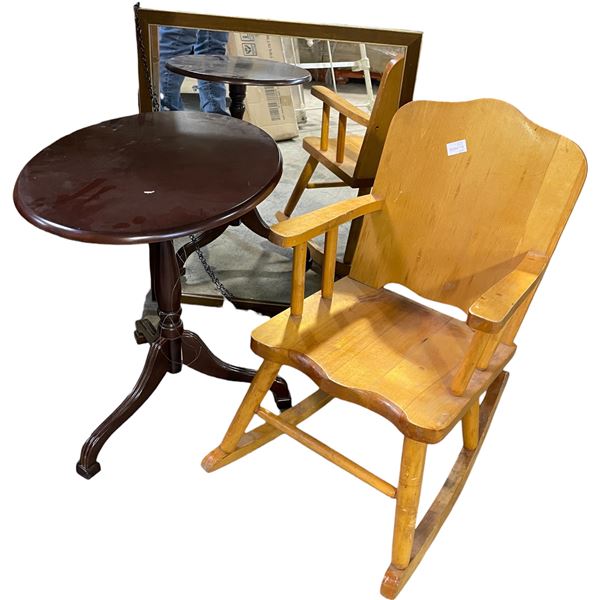 Vancouver - Vintage Furniture Set includes Child's Rocking Chair, Oval Dark Wood Side Table & Rectan