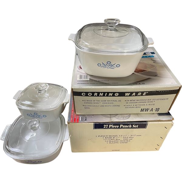 Vancouver - Vintage Set of White Corning Ware & 27-pcs Punch Set