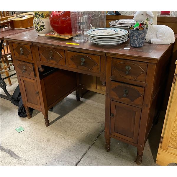 Vancouver - Vintage 6-Drawers Kneehole Colonial Revival Style Desk (approx. 48" x 24" x 32")