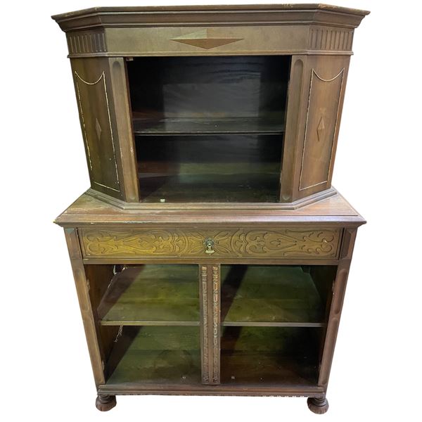 Vancouver - Vintage Ornate Wood Carving Liquor Cabinet (approx. 40" x 18" x 60")