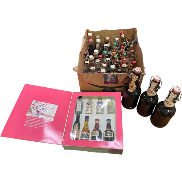 Vancouver - Large Group of Mini Collectibles Liquor Bottles & Set of 3 Vintage Lager Beers (full & S