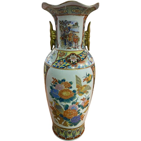 Vancouver - Satsuma Style Fluted Vase, approx. 17" H