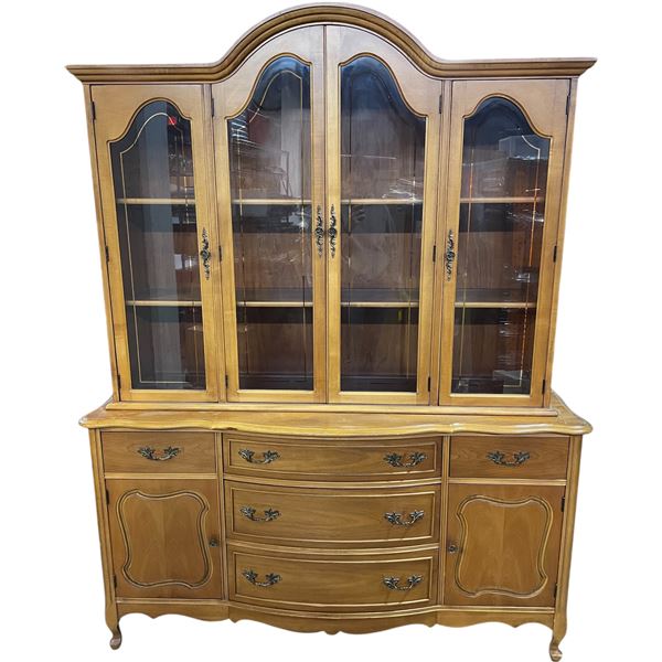 Vancouver - Vintage French Provincial Style Glass Panels Cabinet, approx. 60" x 18" x 80"