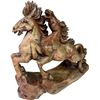 Image 1 : Vancouver - Decorative Chinese Stone Carving Galloping Horses, approx. 8" W x 7" H