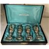 Image 2 : Vancouver - Vintage Set of Assorted Silver Plated E.P. Copper Mini-Goblets & Cheese Serving Cutlery 